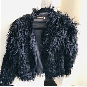 Black shaggy fur jacket